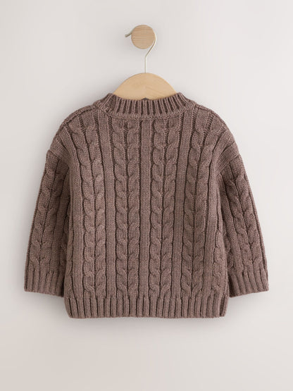 Dsiney Kidz - Brown Cable Knit Crew Neck Jumper (3mths-7yrs) image 2