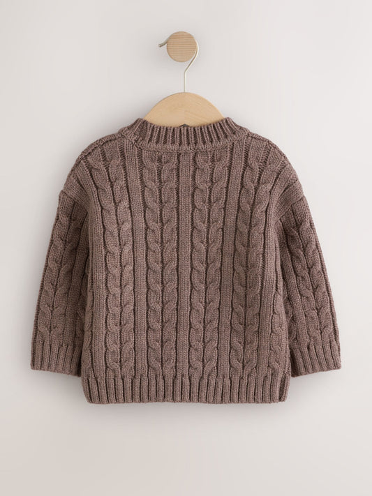 Dsiney Kidz - Brown Cable Knit Crew Neck Jumper (3mths-7yrs) image 2