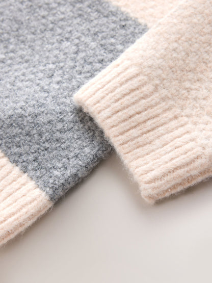 Grey/White Checkerboard Knit Crew Neck Jumper (3mths-7yrs) - image 8