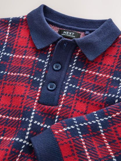 Red Popper Neck Check Polo Shirt (3mths-7yrs) - image 15
