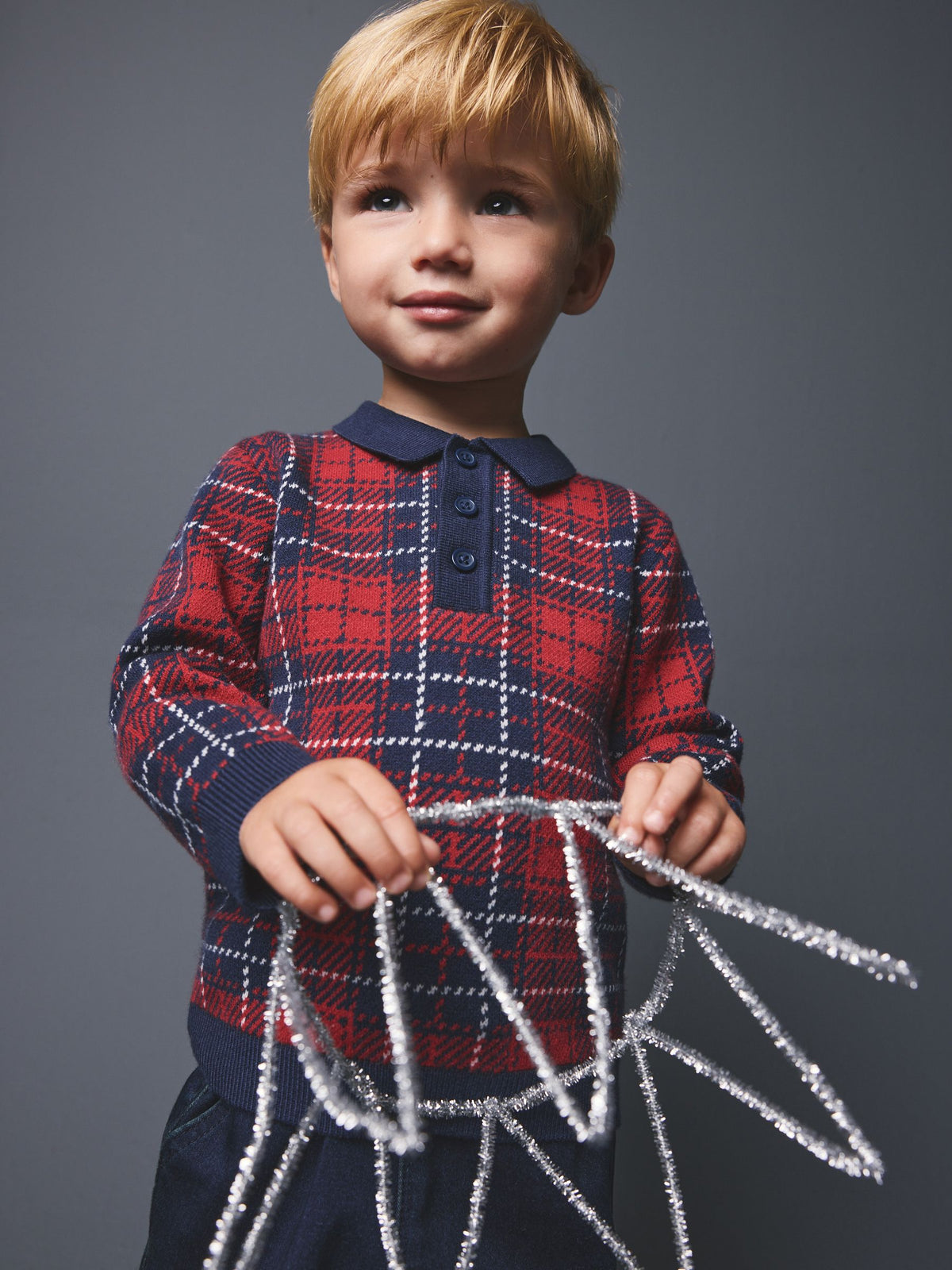 Red Popper Neck Check Polo Shirt (3mths-7yrs) - image 7