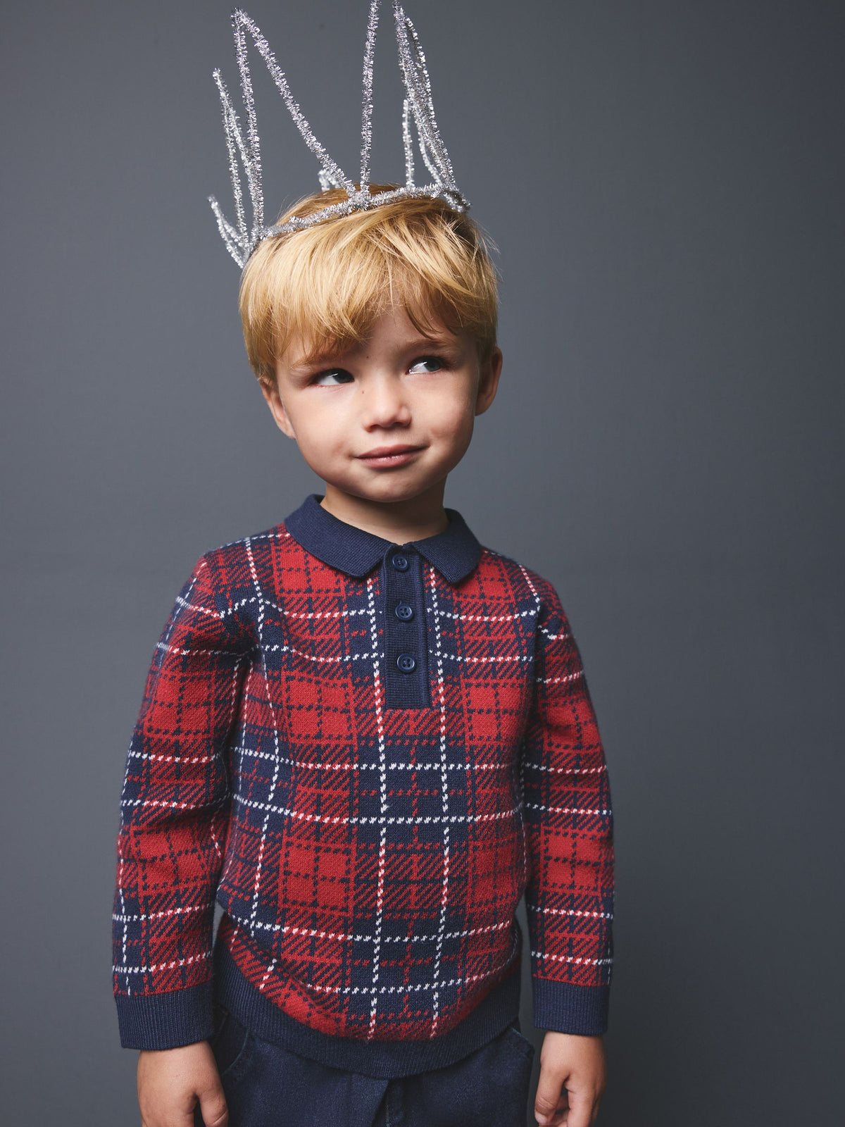 Red Popper Neck Check Polo Shirt (3mths-7yrs) - image 8