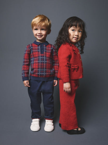 Red Popper Neck Check Polo Shirt (3mths-7yrs) - image 9
