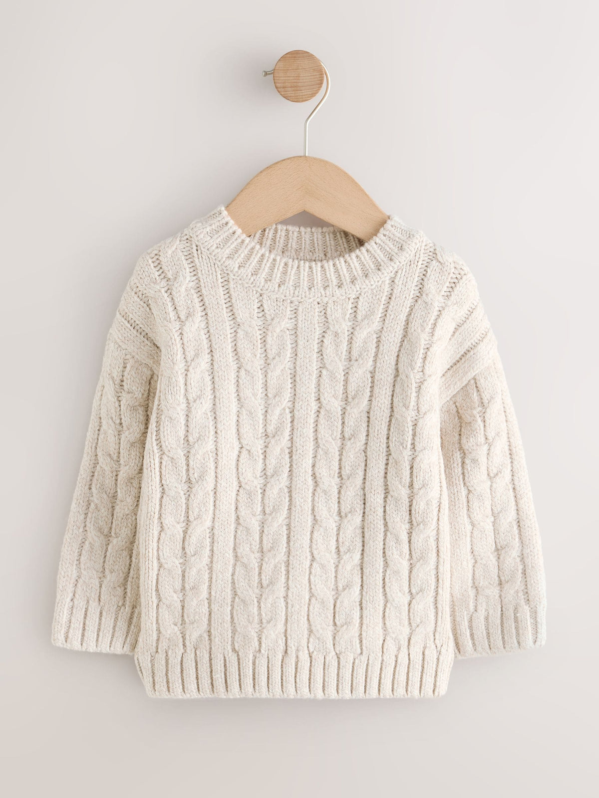 Dsiney Kidz - Neutral Cream Cable Knit Crew Neck Jumper (3mths-7yrs) image 1