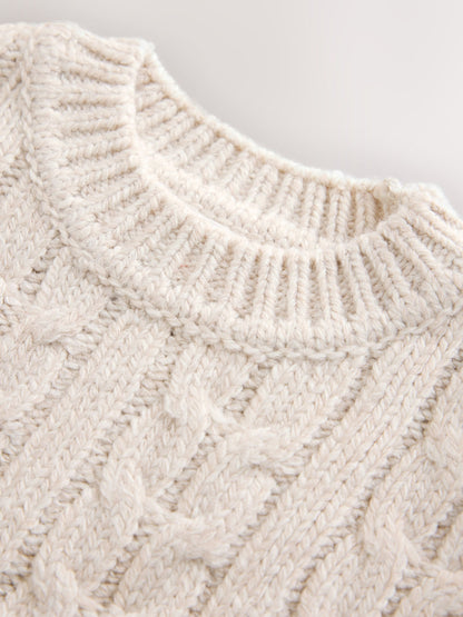 Dsiney Kidz - Neutral Cream Cable Knit Crew Neck Jumper (3mths-7yrs) image 4