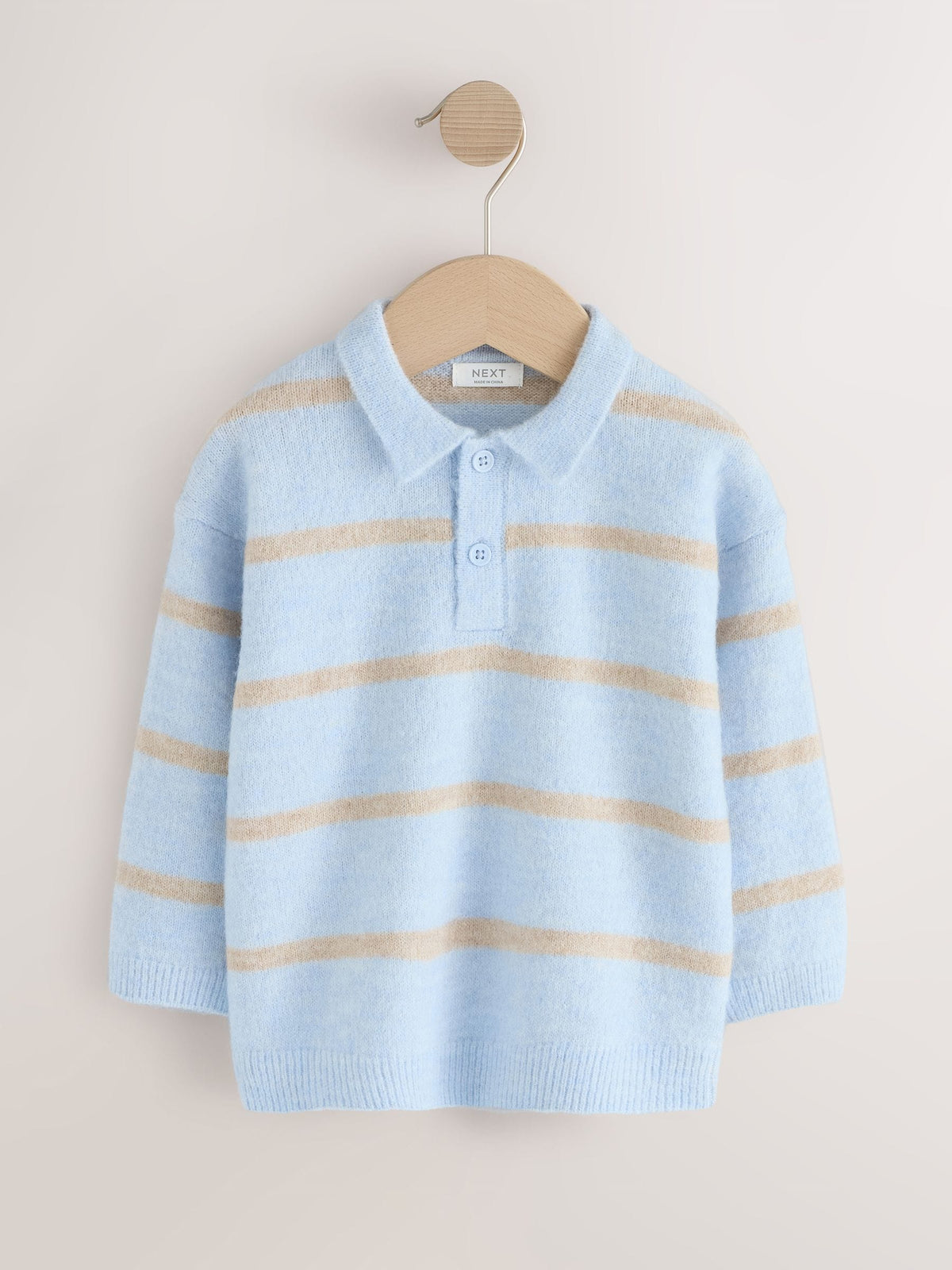 Dsiney Kidz - Blue/Neutral Knitted Stripe Polo Shirt (3mths-7yrs) image 1