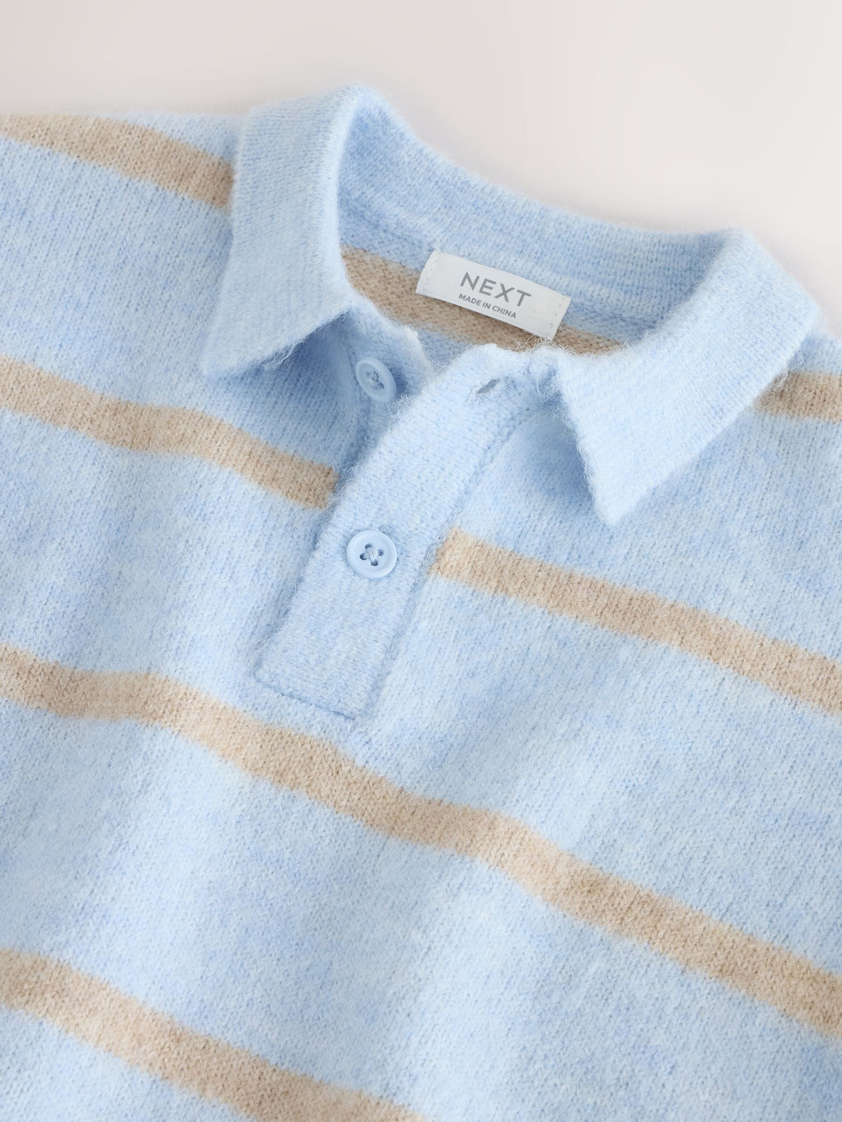 Dsiney Kidz - Blue/Neutral Knitted Stripe Polo Shirt (3mths-7yrs) image 3