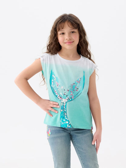 Dsiney Kidz - Hatley White Mermaid Tail Cinched Shoulder Top image 1