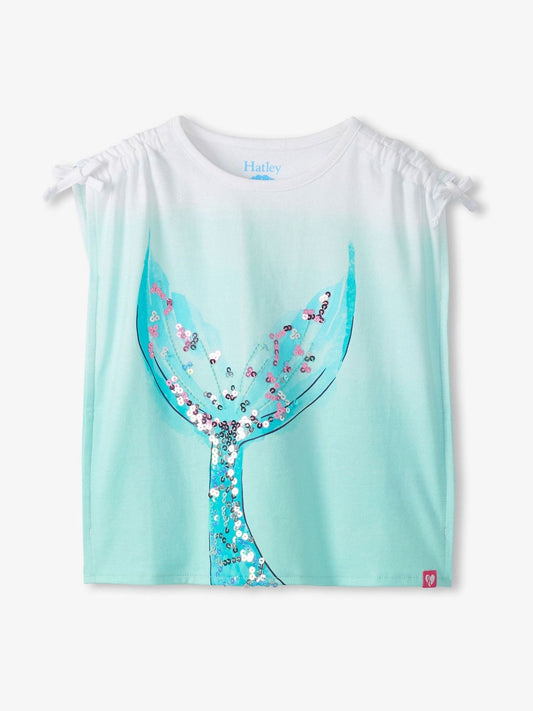Dsiney Kidz - Hatley White Mermaid Tail Cinched Shoulder Top image 2