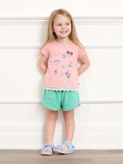 Hatley Pink Blossom Eyelet Trim Tee And Short Set image 1