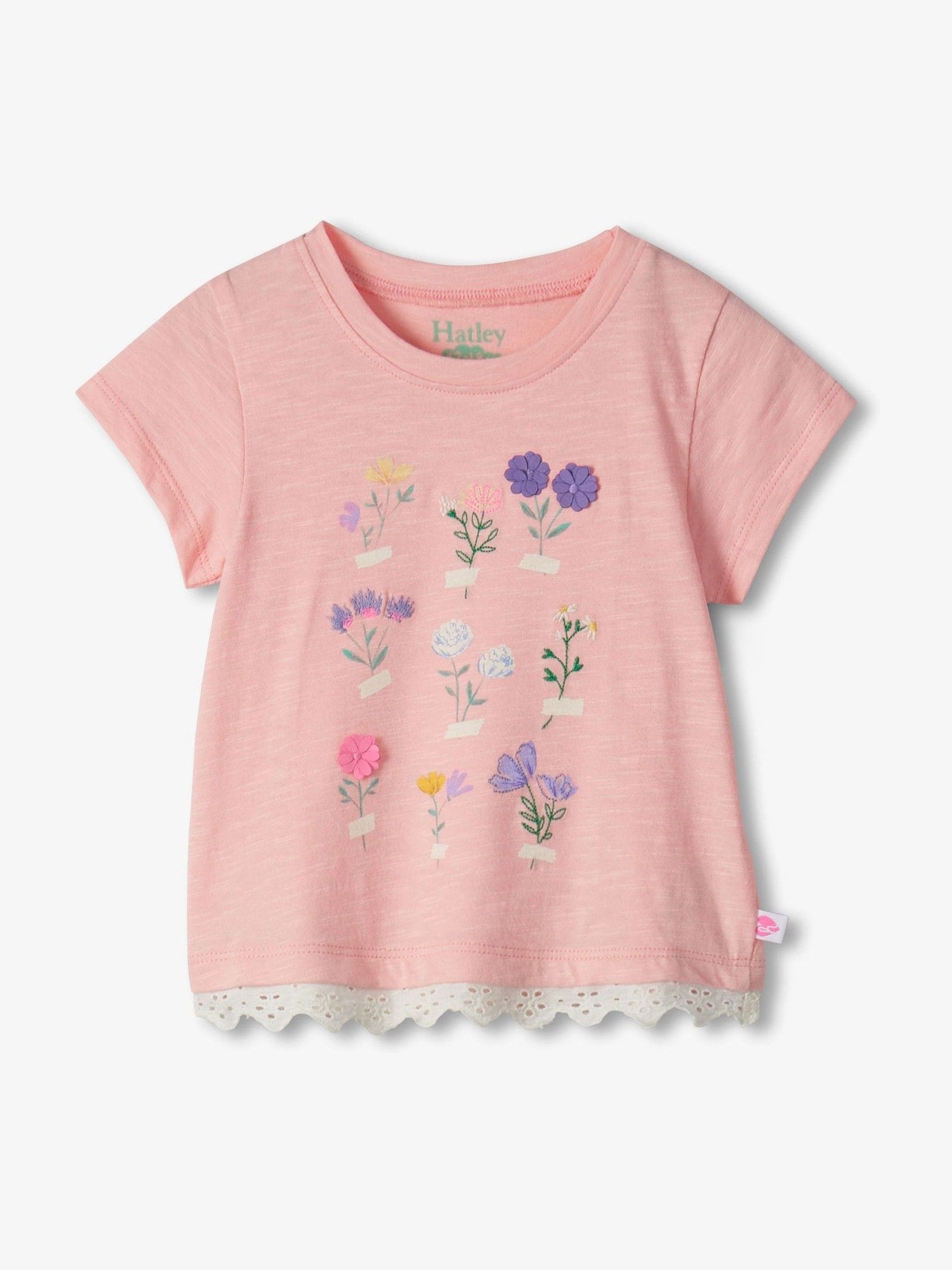 Hatley Pink Blossom Eyelet Trim Tee And Short Set image 3