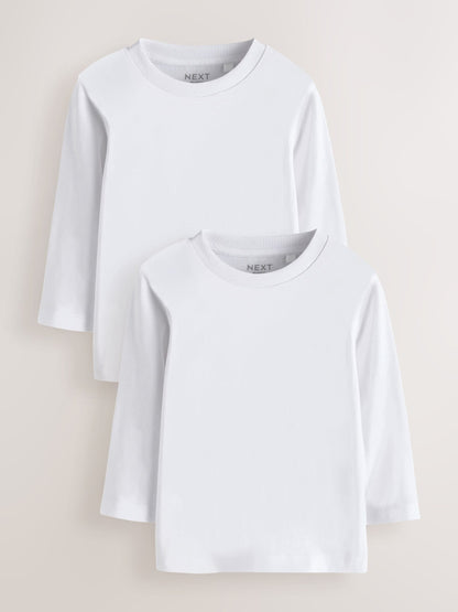 Dsiney Kidz - White Long Sleeve Plain T-Shirts 2 Pack (3mths-7yrs) image 1
