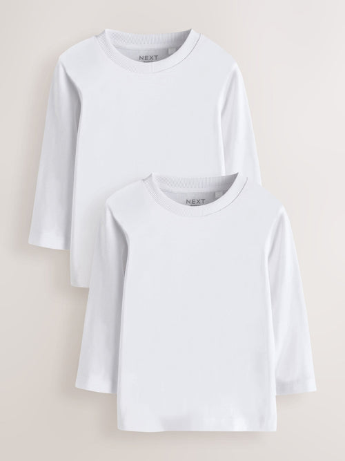 Dsiney Kidz - White Long Sleeve Plain T-Shirts 2 Pack (3mths-7yrs) image 1
