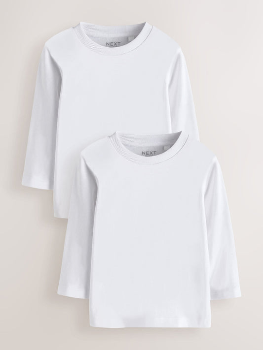 Dsiney Kidz - White Long Sleeve Plain T-Shirts 2 Pack (3mths-7yrs) image 1