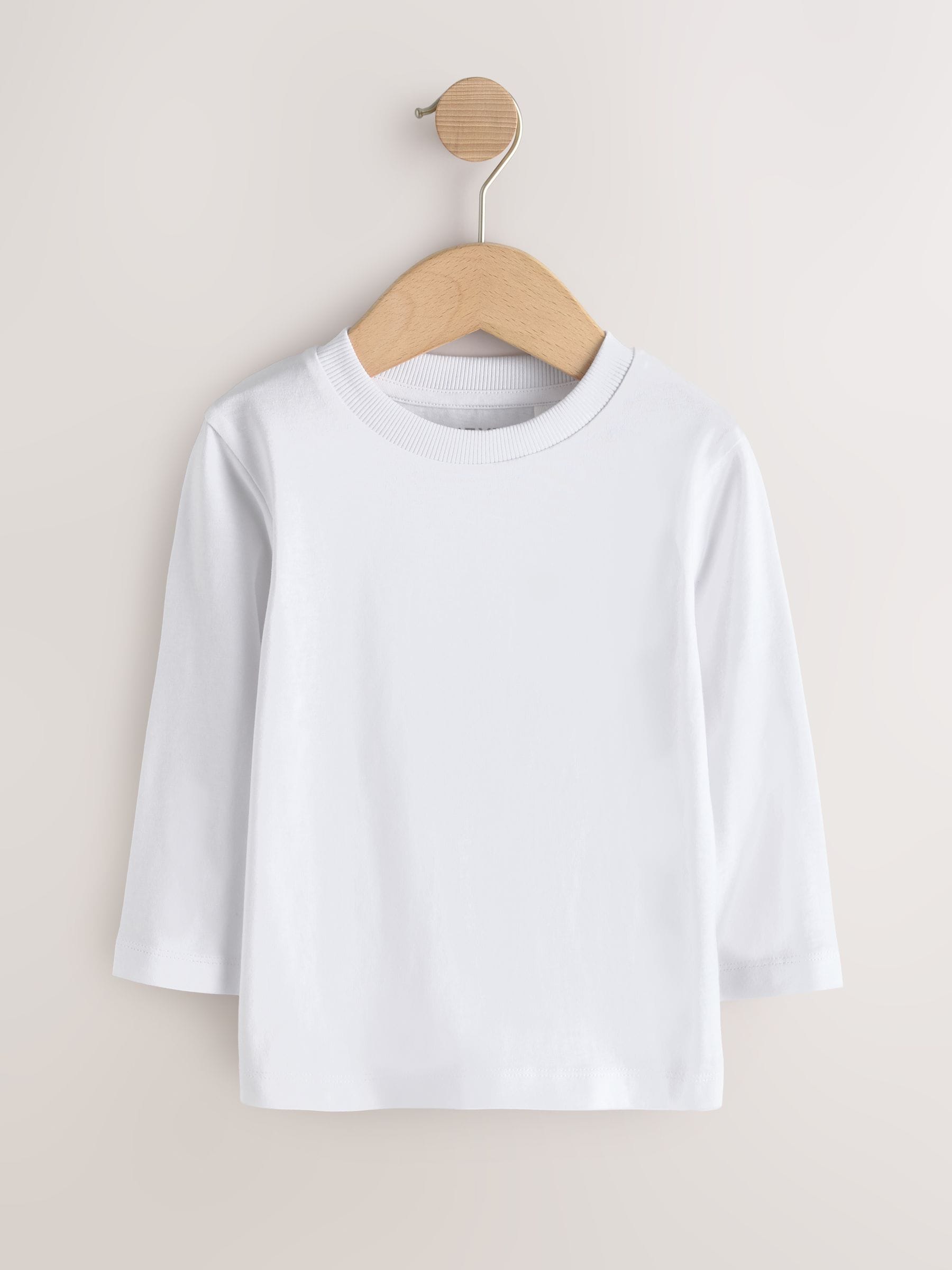 Dsiney Kidz - White Long Sleeve Plain T-Shirts 2 Pack (3mths-7yrs) image 2