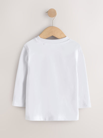 Dsiney Kidz - White Long Sleeve Plain T-Shirts 2 Pack (3mths-7yrs) image 4