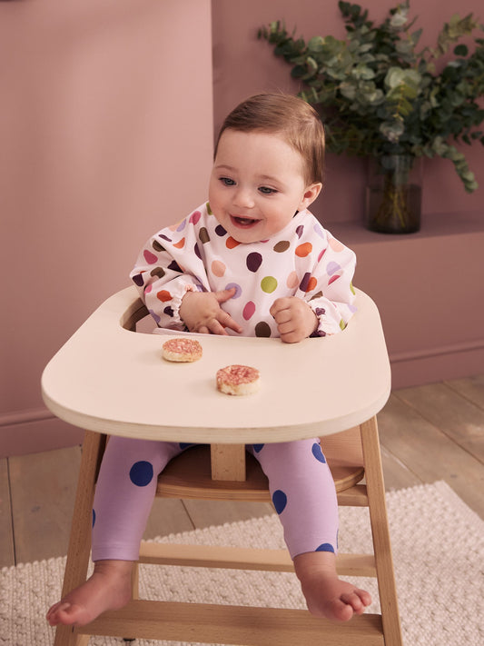 Dsiney Kidz - Multi Polka Dot Weaning And Feeding Sleeved Bib image 1