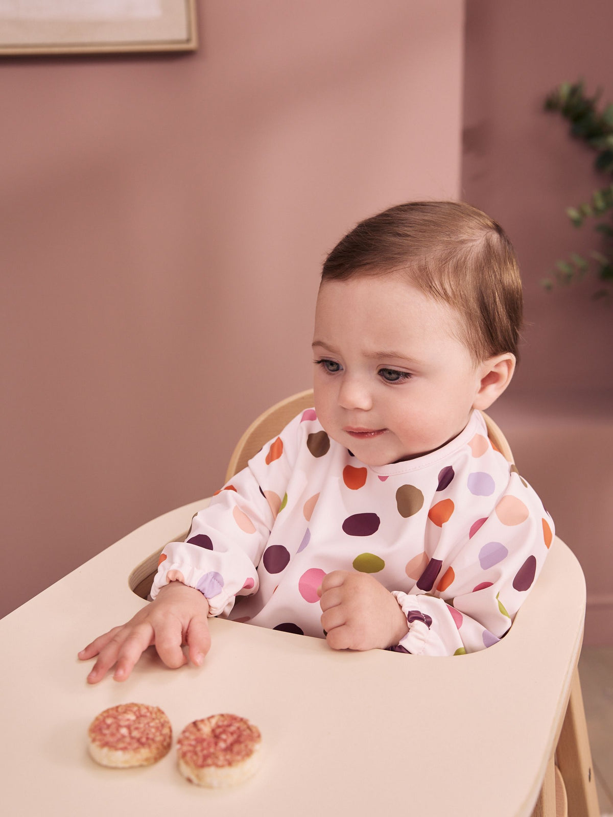 Dsiney Kidz - Multi Polka Dot Weaning And Feeding Sleeved Bib image 2