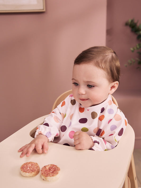 Dsiney Kidz - Multi Polka Dot Weaning And Feeding Sleeved Bib image 2