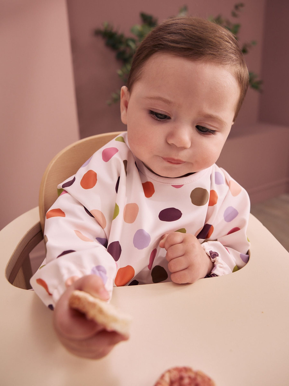 Dsiney Kidz - Multi Polka Dot Weaning And Feeding Sleeved Bib image 3