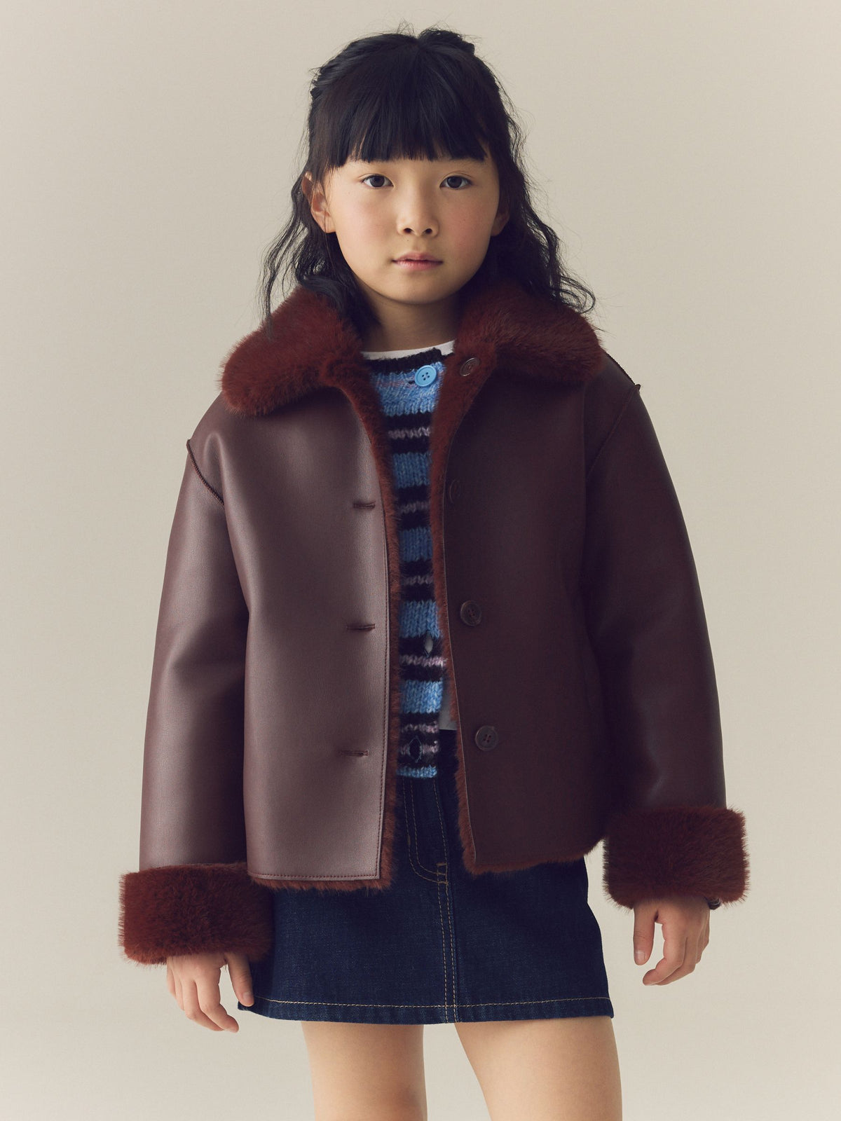 Burgundy Red Faux Shearling Jacket (3-16yrs) - image 1
