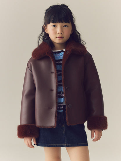 Burgundy Red Faux Shearling Jacket (3-16yrs) - image 1