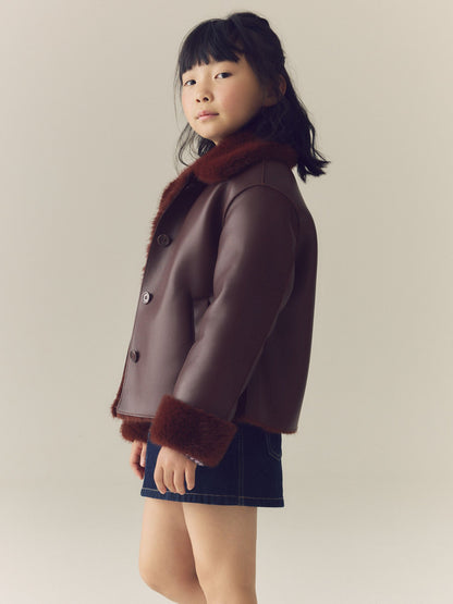 Burgundy Red Faux Shearling Jacket (3-16yrs) - image 2