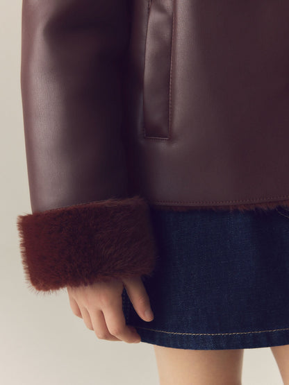 Burgundy Red Faux Shearling Jacket (3-16yrs) - image 4