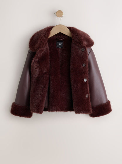 Burgundy Red Faux Shearling Jacket (3-16yrs) - image 7