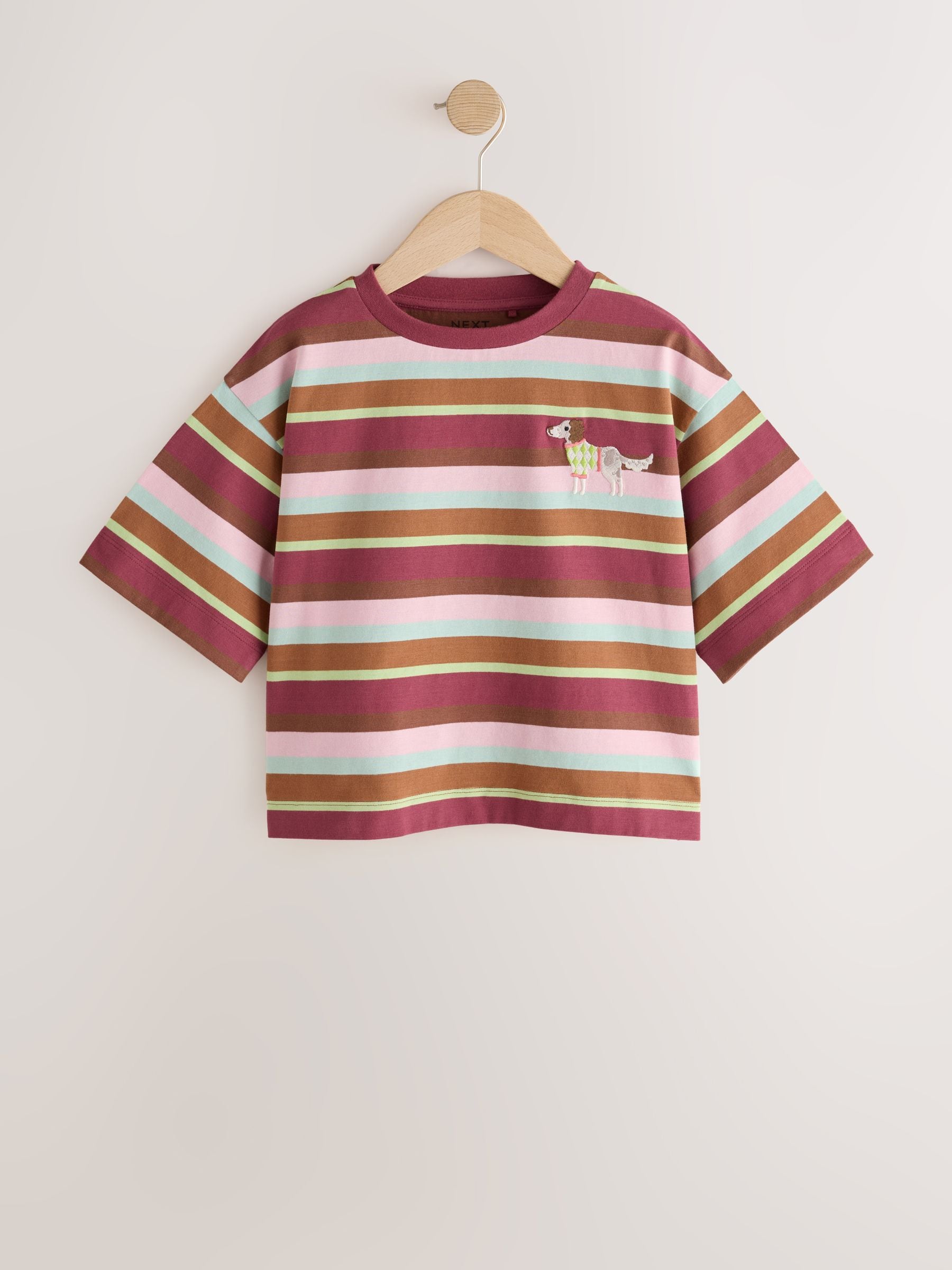 Dsiney Kidz - Multi Stripe Embroidered Dog T-Shirt (3-16yrs) image 6