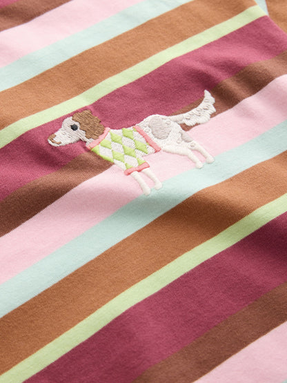 Dsiney Kidz - Multi Stripe Embroidered Dog T-Shirt (3-16yrs) image 8