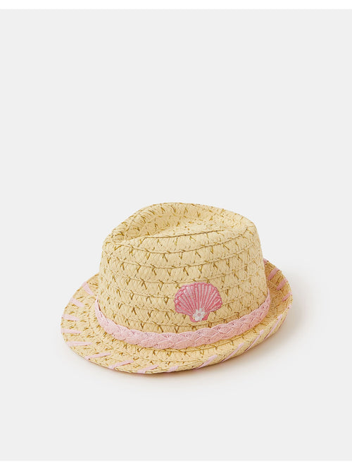 Angels By Accessorize Natural Seashell Straw Trilby Hat image 1