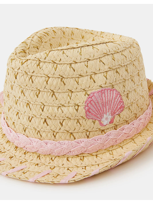Angels By Accessorize Natural Seashell Straw Trilby Hat image 2