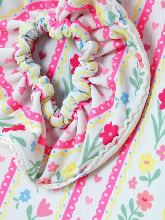 Dsiney Kidz - Angels By Accessorize Pink Girls Floral Print Swimsuit & Hair Scrunchie Set image 2