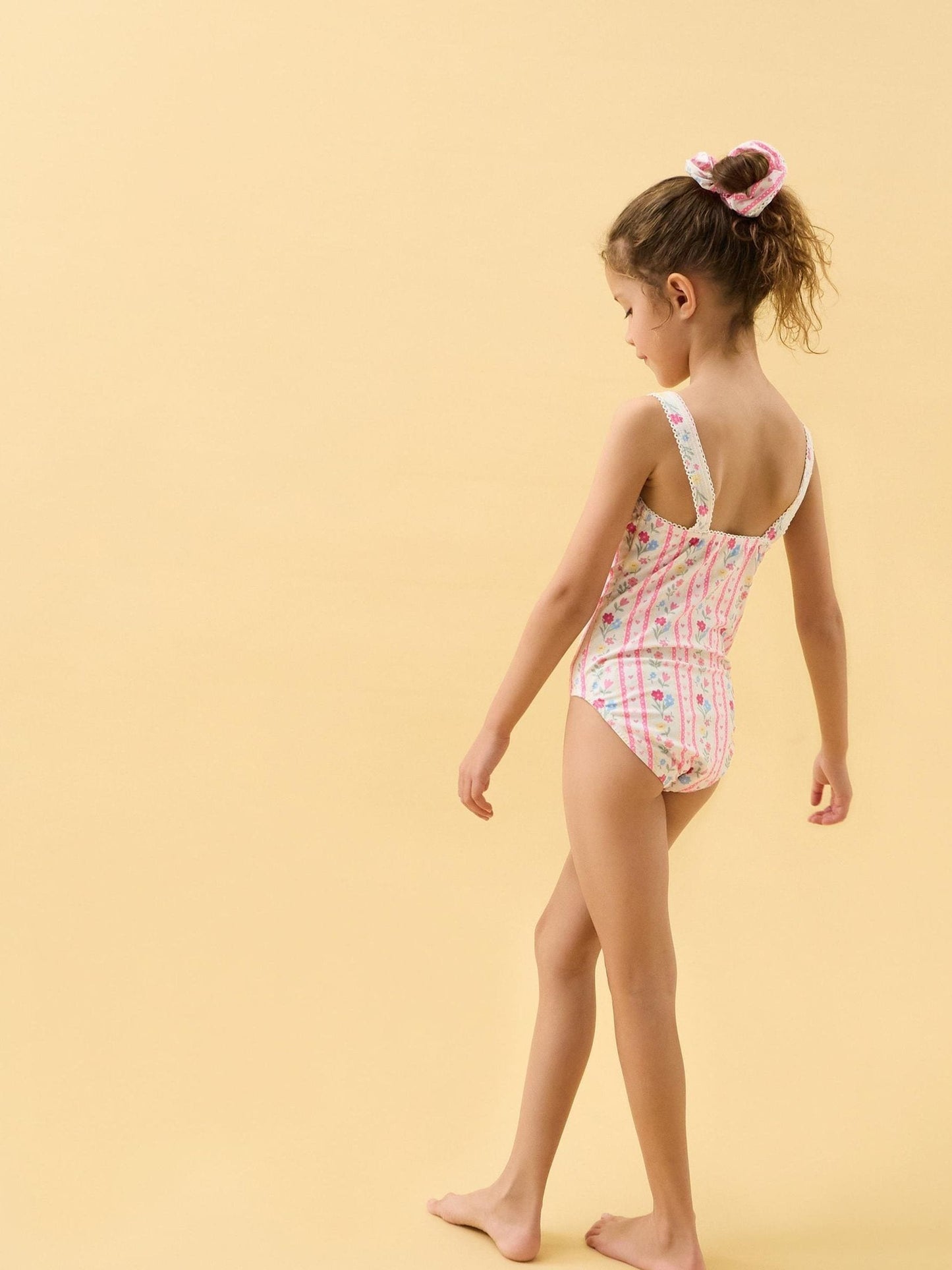 Angels By Accessorize Pink Girls Floral Print Swimsuit & Hair Scrunchie Set image 3