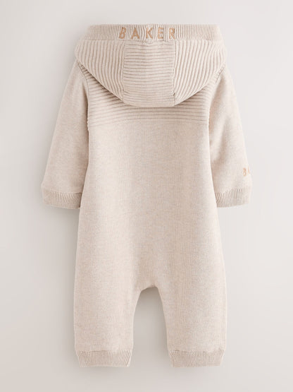 Baker by Ted Baker Stone Knitted Romper With Hoodie image 2