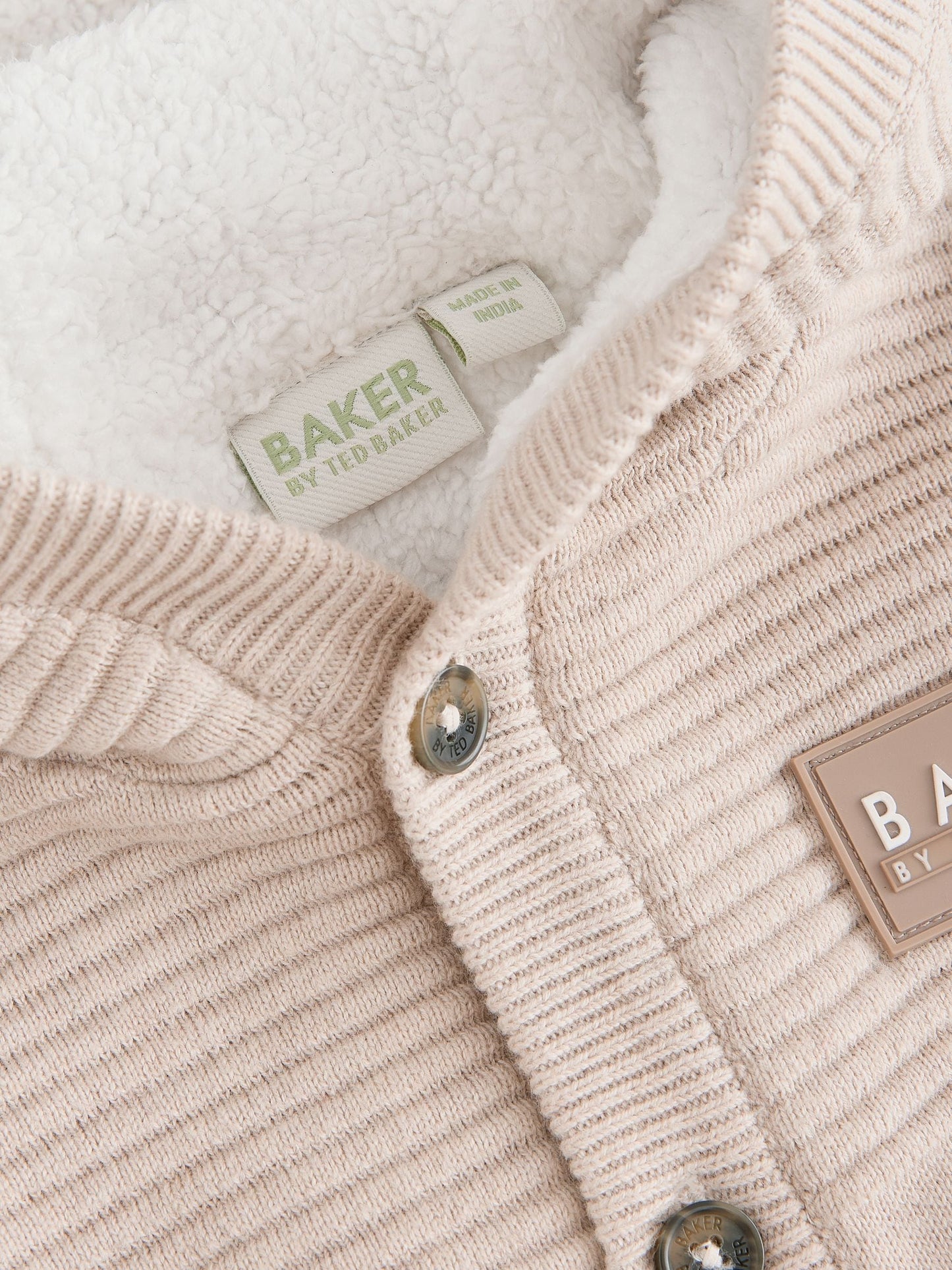 Baker by Ted Baker Stone Knitted Romper With Hoodie image 4