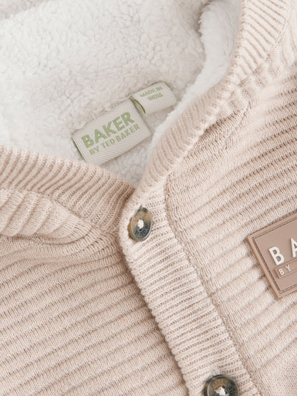 Baker by Ted Baker Stone Knitted Romper With Hoodie image 4