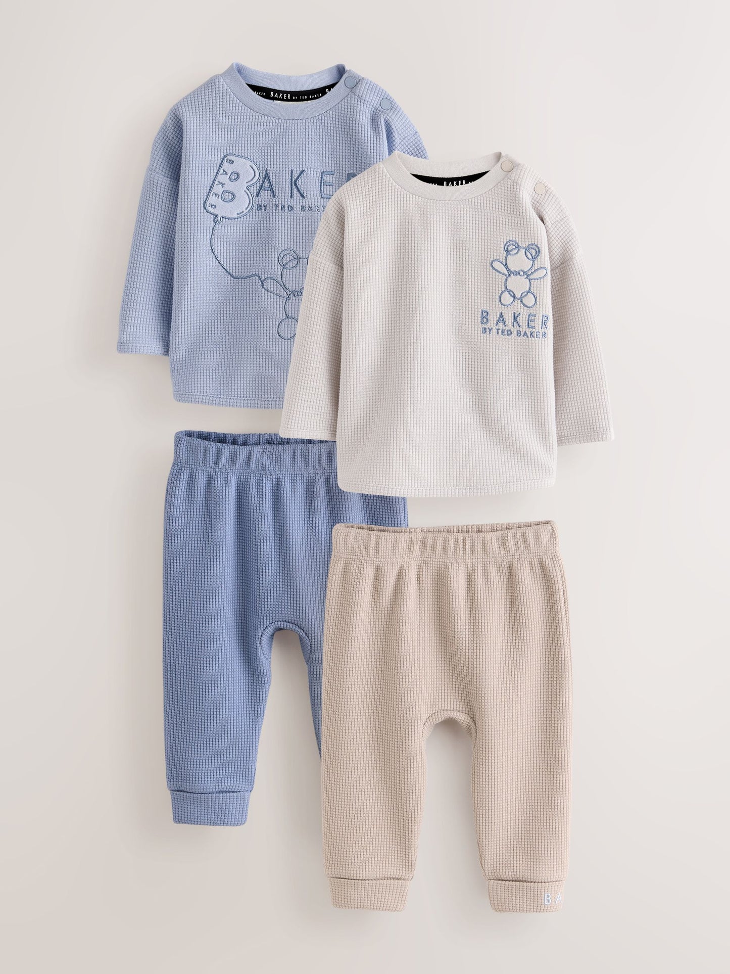 Dsiney Kidz - Baker by Ted Baker Blue Textured Long Sleeve Sweat Top and Joggers 4 Piece Set image 1