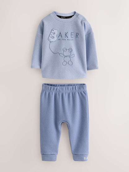 Dsiney Kidz - Baker by Ted Baker Blue Textured Long Sleeve Sweat Top and Joggers 4 Piece Set image 2