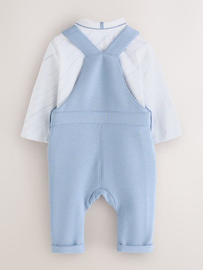 Baker by Ted Baker Blue Textured Dungaree and Polo Shirt Set - image 2