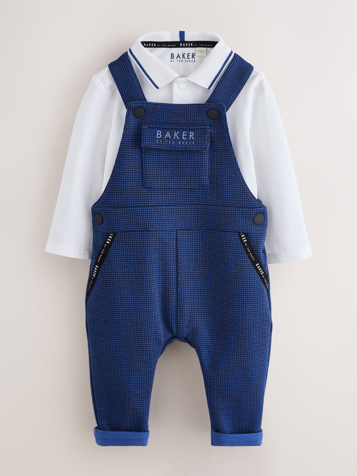 Baker by Ted Baker Navy Textured Dungaree and Polo Shirt Set - image 1