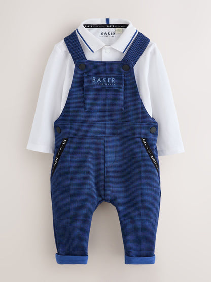 Baker by Ted Baker Navy Textured Dungaree and Polo Shirt Set - image 1
