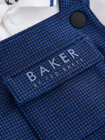 Baker by Ted Baker Navy Textured Dungaree and Polo Shirt Set - image 4