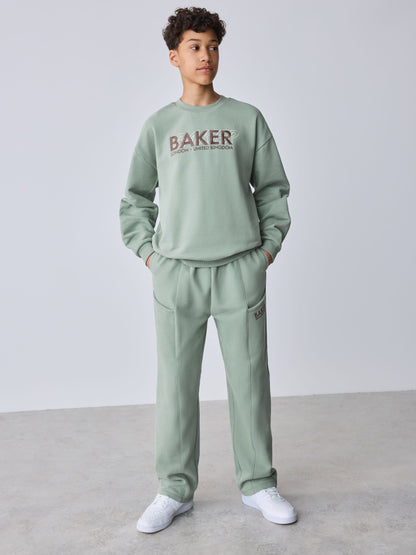 Dsiney Kidz - Baker by Ted Baker Sage Green Baker by Ted Baker Oversized Sweatshirt and Wide Leg Joggers Set image 1