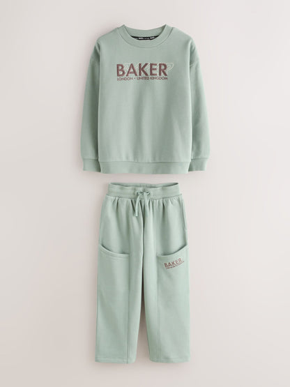 Dsiney Kidz - Baker by Ted Baker Sage Green Baker by Ted Baker Oversized Sweatshirt and Wide Leg Joggers Set image 10