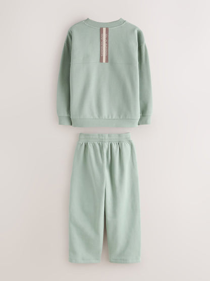 Dsiney Kidz - Baker by Ted Baker Sage Green Baker by Ted Baker Oversized Sweatshirt and Wide Leg Joggers Set image 11