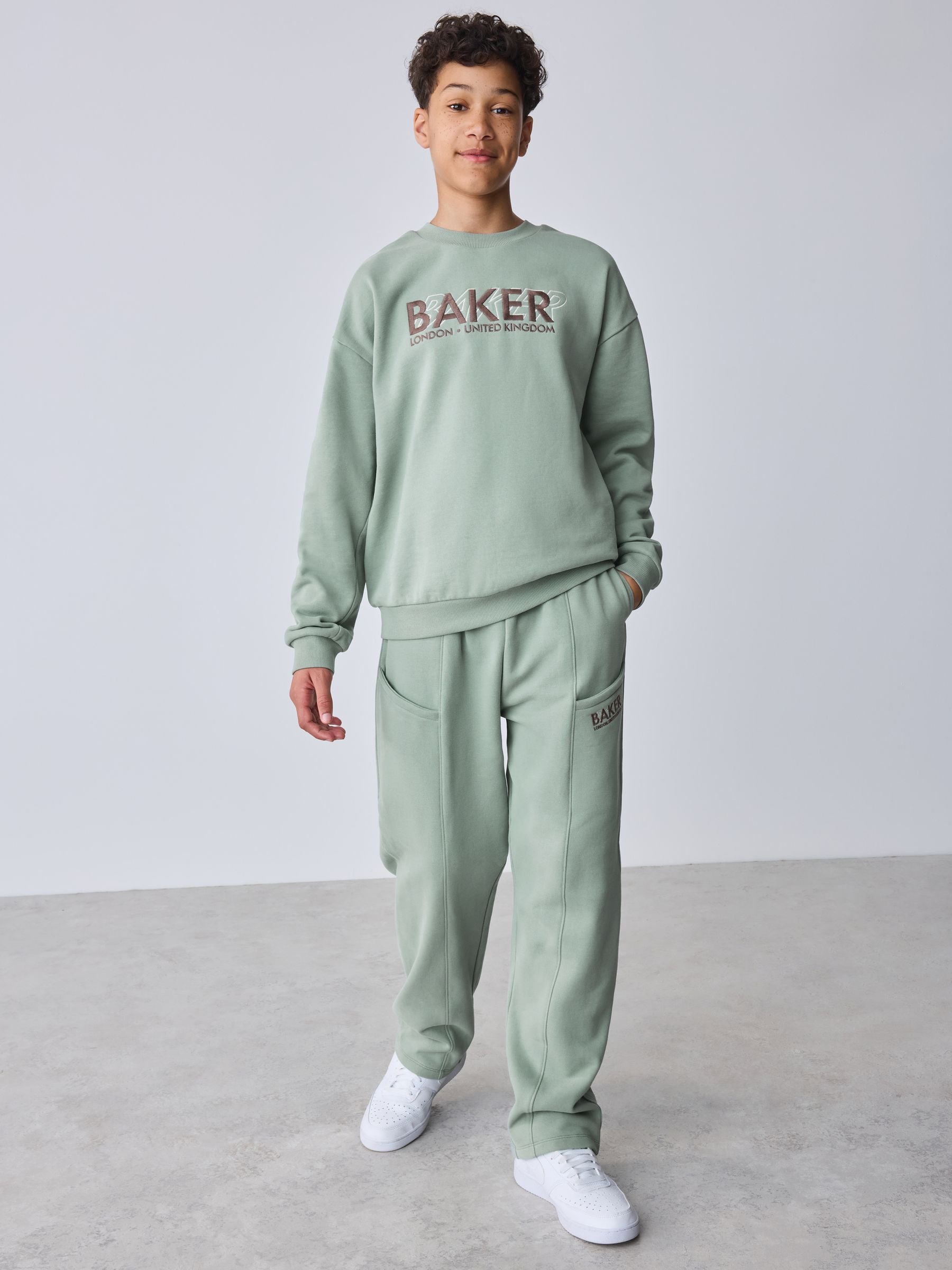 Dsiney Kidz - Baker by Ted Baker Sage Green Baker by Ted Baker Oversized Sweatshirt and Wide Leg Joggers Set image 4