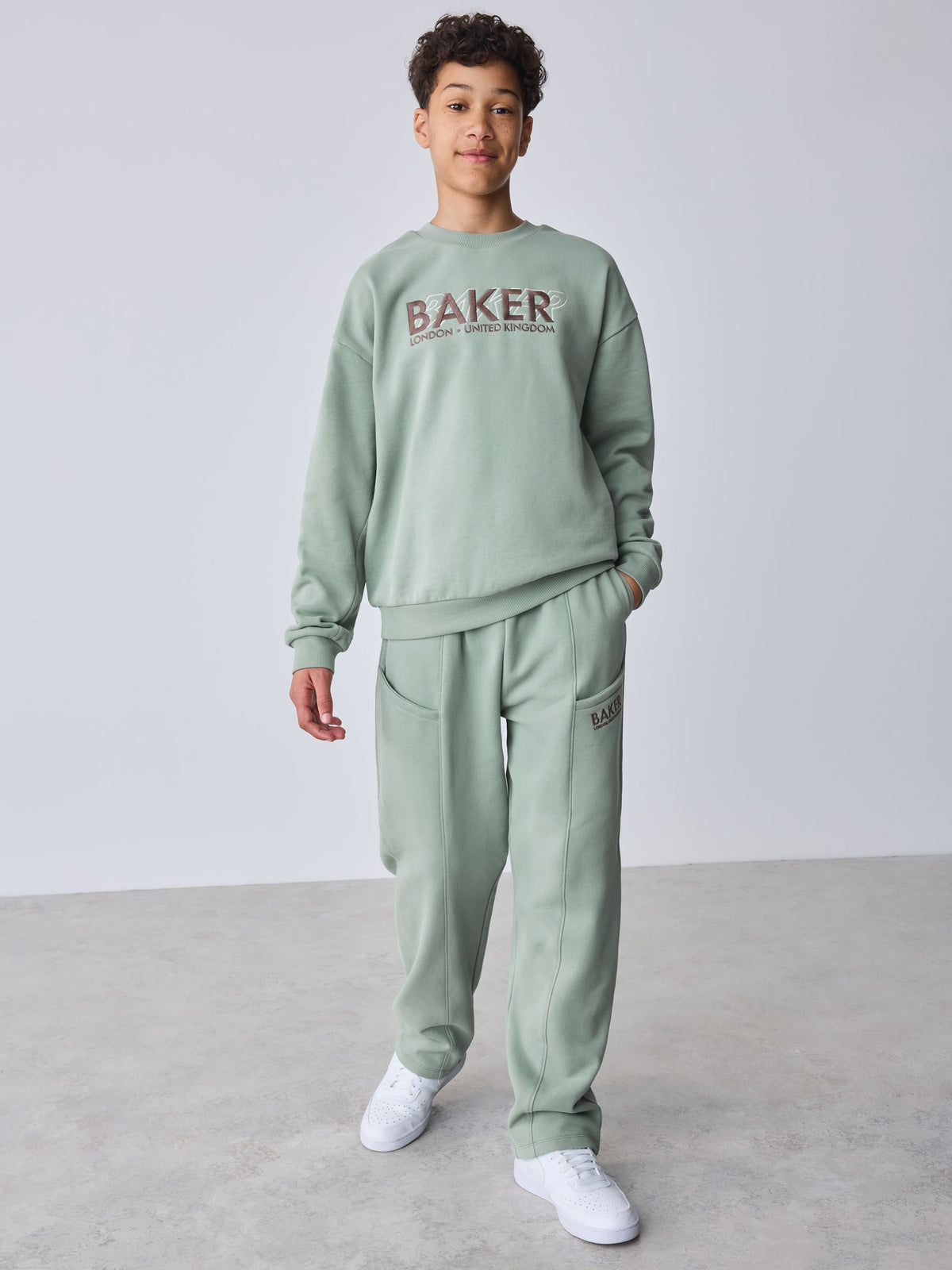 Dsiney Kidz - Baker by Ted Baker Sage Green Baker by Ted Baker Oversized Sweatshirt and Wide Leg Joggers Set image 4