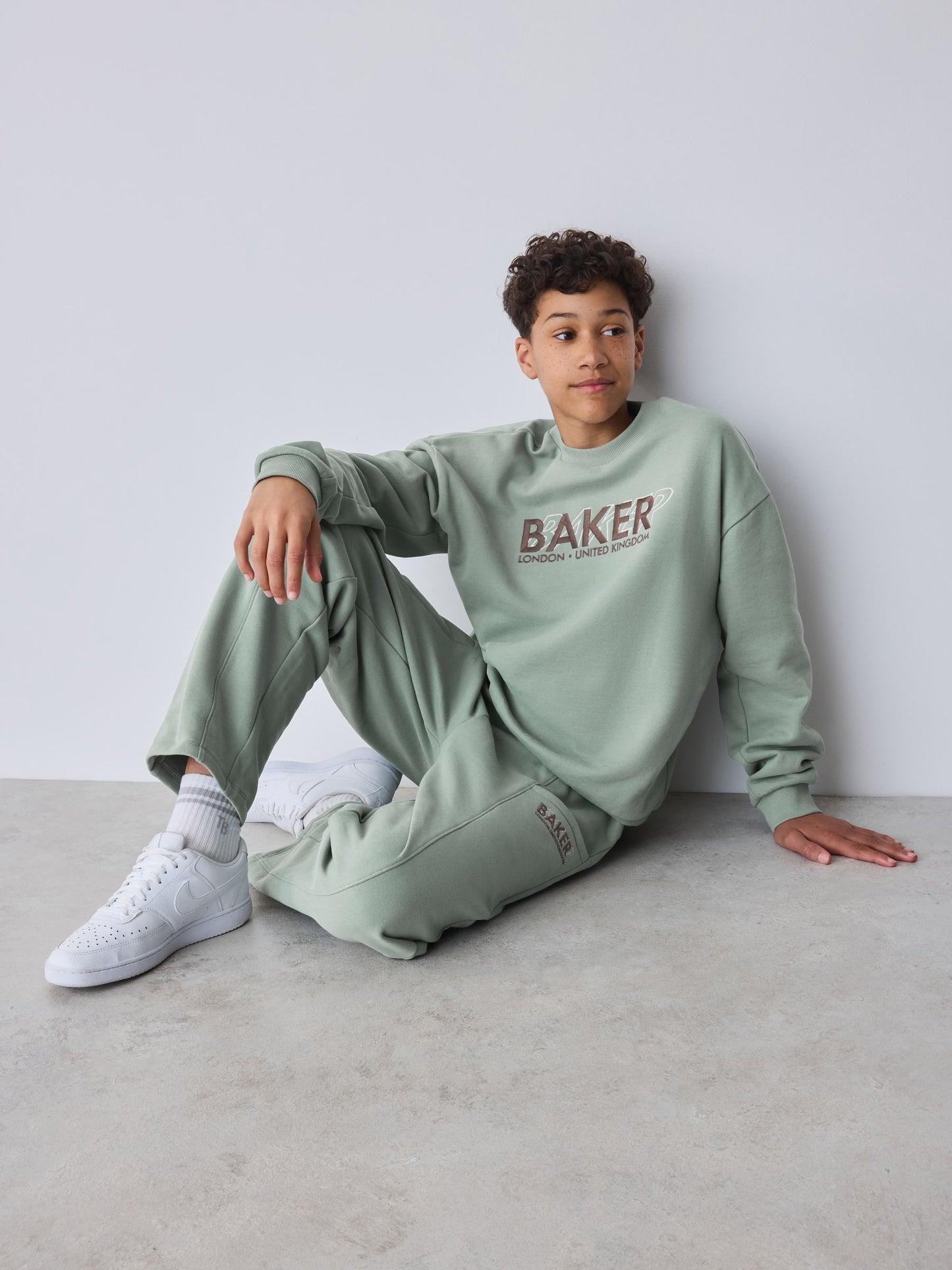 Dsiney Kidz - Baker by Ted Baker Sage Green Baker by Ted Baker Oversized Sweatshirt and Wide Leg Joggers Set image 5
